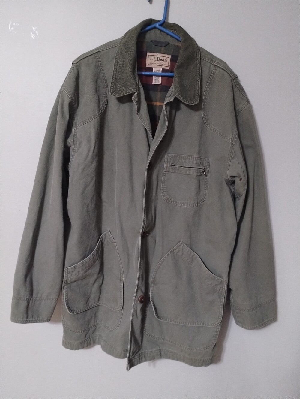 Vintage Olive Green Ll Bean Corduroy Collar Coat Mens XXL